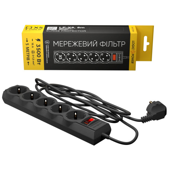 Фільтр мережі LogicPower LP9585 LP-X5 5м Black