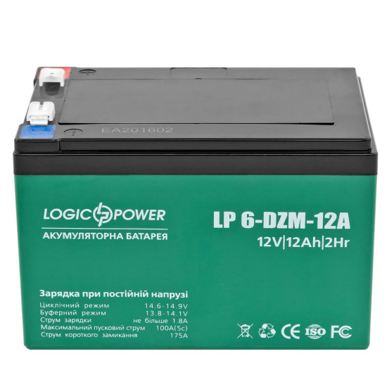 Тяговий свинцево-кислотний акумулятор LogicPower LP3536 LP 6-DZM-12