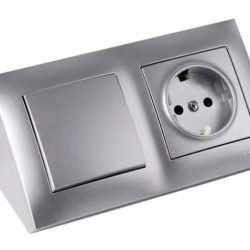 Подвійна кутова коробка Kontakt Simon Simon 54 Premium DPNR2/43 для накладного монтажу під рамки (срібло)