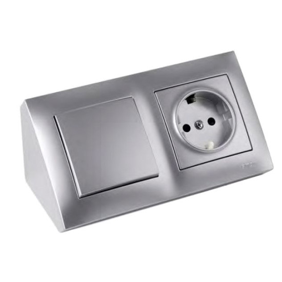 Подвійна кутова коробка Kontakt Simon Simon 54 Premium DPNR2/43 для накладного монтажу під рамки (срібло)