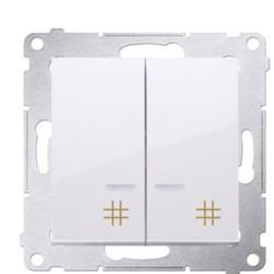 Подвійний перехресний вимикач Kontakt Simon Simon 54 Premium DW7/2L.01/11 з підсвічуванням