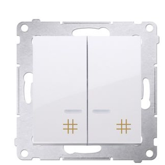 Подвійний перехресний вимикач Kontakt Simon Simon 54 Premium DW7/2L.01/11 з підсвічуванням