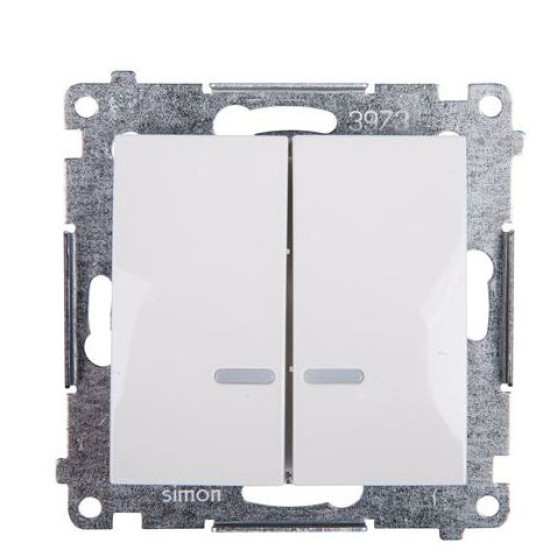 Двокнопковий вимикач Kontakt Simon Simon 54 Premium DW5BL.01/11 з підсвічуванням (білий)