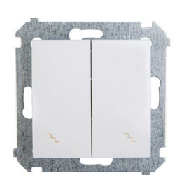 Двокнопковий прохідний вимикач Kontakt Simon Simon 54 Premium DW6/2L.01/11 з підсвічуванням (білий)