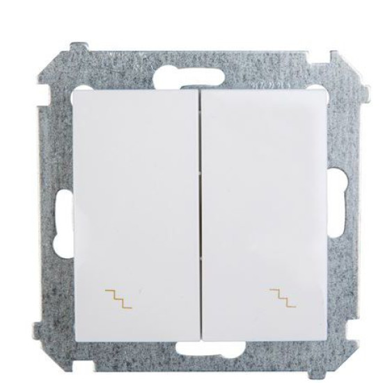 Двокнопковий прохідний вимикач Kontakt Simon Simon 54 Premium DW6/2L.01/11 з підсвічуванням (білий)
