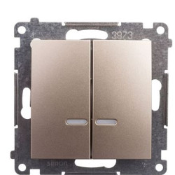 Подвійний вимикач Kontakt Simon Simon 54 Premium DW5BL.01/44 з підсвічуванням (золото)