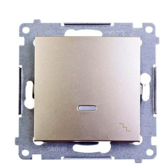 Одинарний прохідний вимикач Kontakt Simon Simon 54 Premium DW6L.01/44 з підсвіткою (золото)