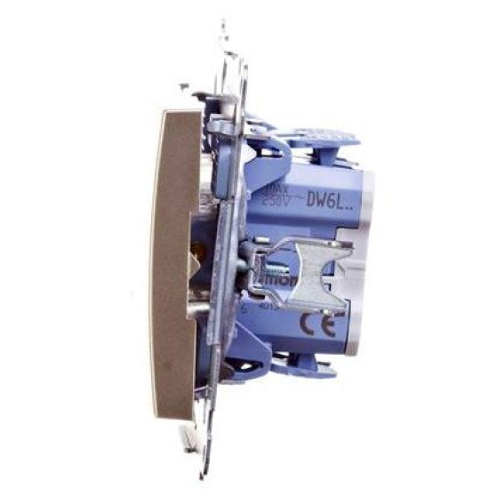Одинарний прохідний вимикач Kontakt Simon Simon 54 Premium DW6L.01/44 з підсвіткою (золото)