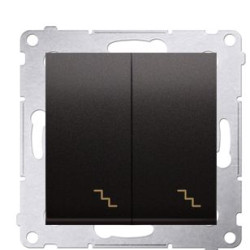 Подвійний прохідний вимикач Kontakt Simon Simon 54 Premium DW6/2L.01/46 з підсвічуванням (бронза)