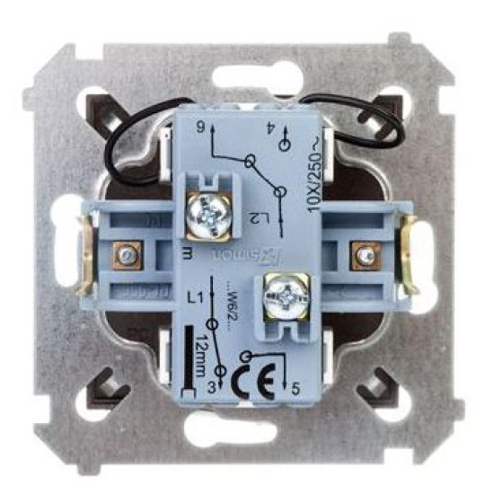 Подвійний прохідний вимикач Kontakt Simon Simon 54 Premium DW6/2L.01/46 з підсвічуванням (бронза)