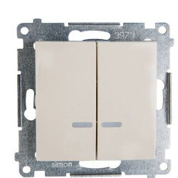 Подвійний вимикач Kontakt Simon Simon 54 Premium DW5BL.01/41 з підсвічуванням (кремовий)
