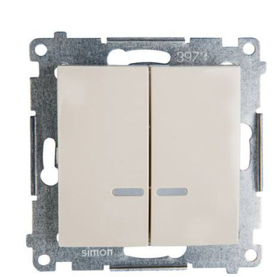 Подвійний вимикач Kontakt Simon Simon 54 Premium DW5BL.01/41 з підсвічуванням (кремовий)