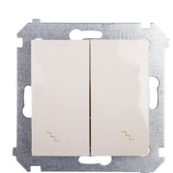 Подвійний прохідний вимикач Kontakt Simon Simon 54 Premium DW6/2L.01/41 з підсвічуванням (кремовий)