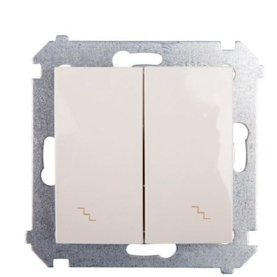 Подвійний прохідний вимикач Kontakt Simon Simon 54 Premium DW6/2L.01/41 з підсвічуванням (кремовий)