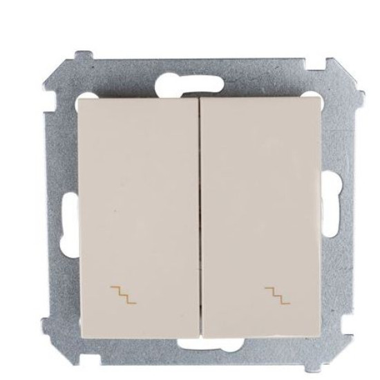 Двокнопковий прохідний вимикач Kontakt Simon Simon 54 Premium DW6/2.01/41 (кремовий)