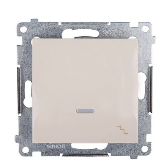 Одинарний прохідний вимикач Kontakt Simon Simon 54 Premium DW6L.01/41 з підсвічуванням (кремовий)
