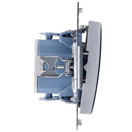 Подвійний вимикач Kontakt Simon Simon 54 Premium DW5BL.01/43 з підсвічуванням (срібло)