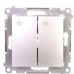 Подвійний перехресний вимикач Kontakt Simon Simon 54 Premium DW7/2.01/43 (срібло)