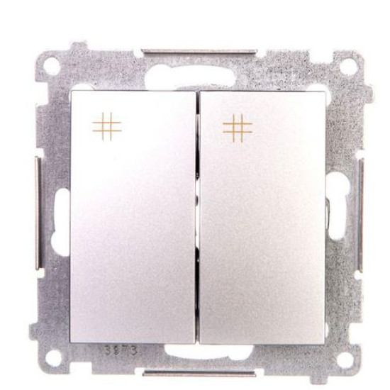 Подвійний перехресний вимикач Kontakt Simon Simon 54 Premium DW7/2.01/43 (срібло)
