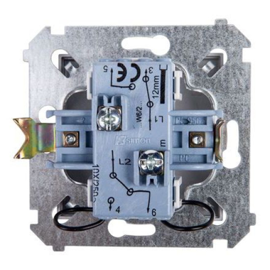 Подвійний прохідний вимикач Kontakt Simon Simon 54 Premium DW6/2L.01/43 з підсвічуванням (срібло)
