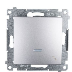 Одинарний прохідний вимикач Kontakt Simon Simon 54 Premium DW6L.01/43 з підсвічуванням (срібло)