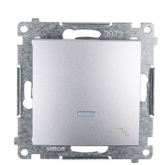Одинарний прохідний вимикач Kontakt Simon Simon 54 Premium DW6L.01/43 з підсвічуванням (срібло)