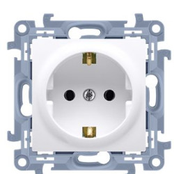 Розетка Kontakt Simon Simon 10 CGSZ1Z.01/11 із заземленням Schuko зі шторками (білий)