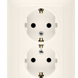 Подвійна розетка Kontakt Simon Simon 10 CGSZ2/41 із заземленням Schuko (кремовий)
