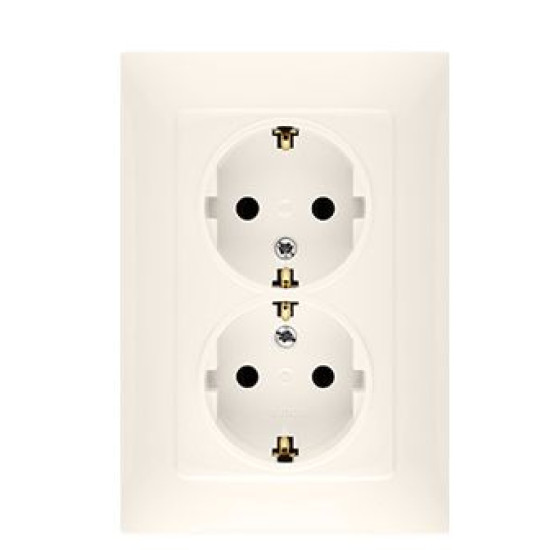 Подвійна розетка Kontakt Simon Simon 10 CGSZ2/41 із заземленням Schuko (кремовий)