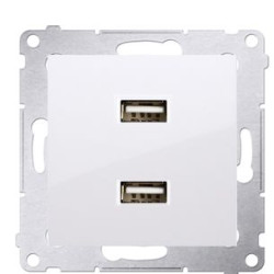Подвійна розетка Kontakt Simon Simon 54 Premium DC2USB.01/11 з USB заряджанням 2.1А (білий)