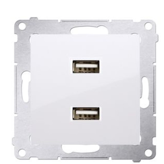 Подвійна розетка Kontakt Simon Simon 54 Premium DC2USB.01/11 з USB заряджанням 2.1А (білий)