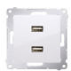 Подвійна розетка Kontakt Simon Simon 54 Premium DC2USB.01/11 з USB заряджанням 2.1А (білий)