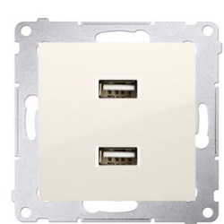 Подвійна розетка Kontakt Simon Simon 54 Premium DC2USB.01/41 з USB заряджання 2.1А (кремовий)