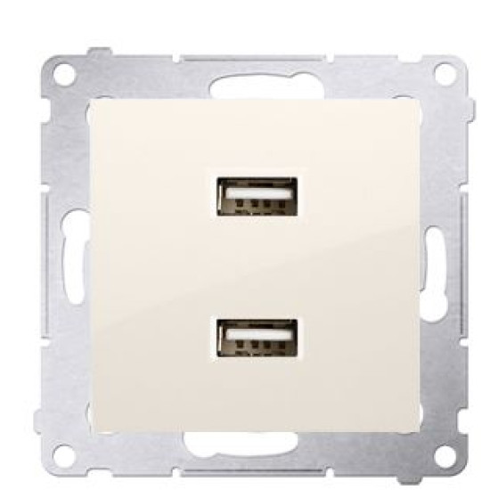 Подвійна розетка Kontakt Simon Simon 54 Premium DC2USB.01/41 з USB заряджання 2.1А (кремовий)