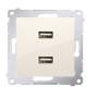 Подвійна розетка Kontakt Simon Simon 54 Premium DC2USB.01/41 з USB заряджання 2.1А (кремовий)