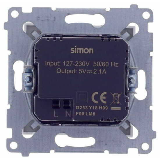 Подвійна розетка Kontakt Simon Simon 54 Premium DC2USB.01/41 з USB заряджання 2.1А (кремовий)