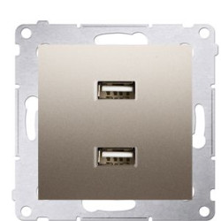 Подвійна розетка Kontakt Simon Simon 54 Premium DC2USB.01/44 з USB заряджанням 2.1А (золото)