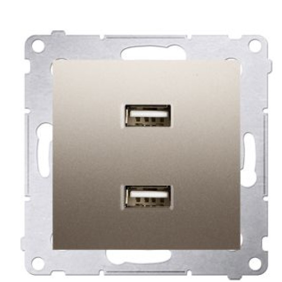 Подвійна розетка Kontakt Simon Simon 54 Premium DC2USB.01/44 з USB заряджанням 2.1А (золото)
