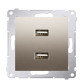 Подвійна розетка Kontakt Simon Simon 54 Premium DC2USB.01/44 з USB заряджанням 2.1А (золото)