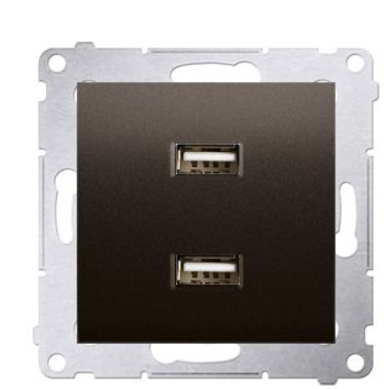 Подвійна розетка Kontakt Simon Simon 54 Premium DC2USB.01/46 з USB заряджання 2.1А (бронза)