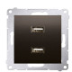 Подвійна розетка Kontakt Simon Simon 54 Premium DC2USB.01/46 з USB заряджання 2.1А (бронза)