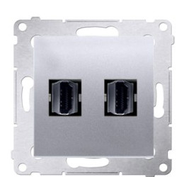 Подвійна HDMI розетка Kontakt Simon Simon 54 Premium DGHDMI2.01/43 (срібло)