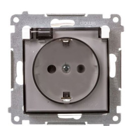 Електрична розетка Kontakt Simon Simon 54 Premium DGSZ1BZ.01/11A IP44 із заземленням шторками та прозорою кришкою (білий)
