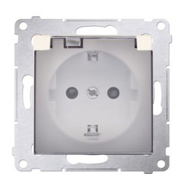 Електрична розетка Kontakt Simon Simon 54 Premium DGSZ1BZ.01/41A IP44 із заземленням шторками та прозорою кришкою (кремовий)
