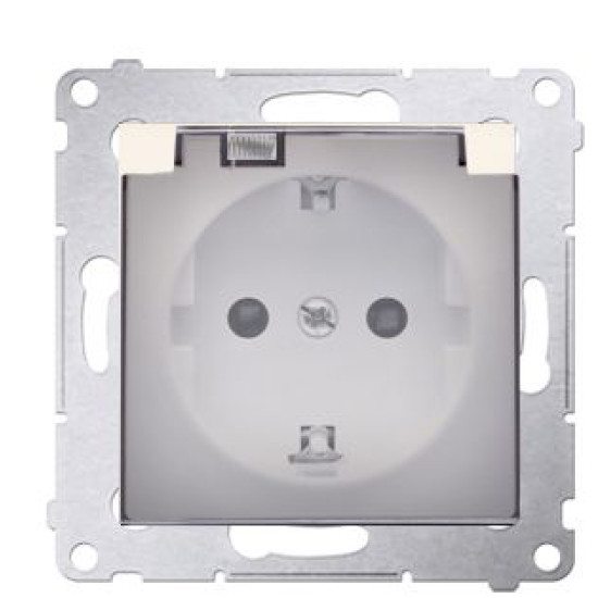 Електрична розетка Kontakt Simon Simon 54 Premium DGSZ1BZ.01/41A IP44 із заземленням шторками та прозорою кришкою (кремовий)