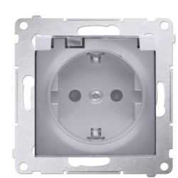 Електрична розетка Kontakt Simon Simon 54 Premium DGSZ1BZ.01/43A IP44 із заземленням шторками та прозорою кришкою (срібло)