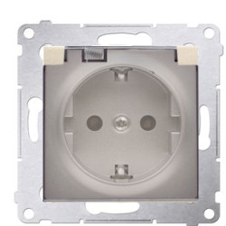 Електрична розетка Kontakt Simon Simon 54 Premium DGSZ1BZ.01/44A IP44 із заземленням шторками та прозорою кришкою (золото)