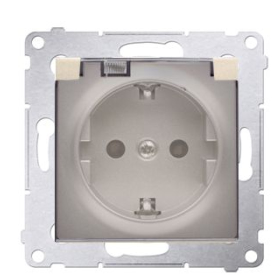 Електрична розетка Kontakt Simon Simon 54 Premium DGSZ1BZ.01/44A IP44 із заземленням шторками та прозорою кришкою (золото)