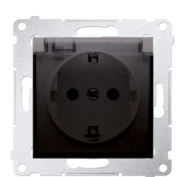 Електрична розетка Kontakt Simon Simon 54 Premium DGSZ1BZ.01/46A IP44 із заземленням шторками та прозорою кришкою (бронза)