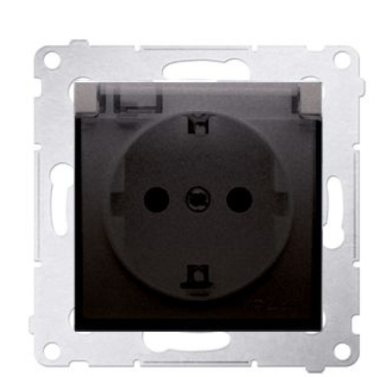 Електрична розетка Kontakt Simon Simon 54 Premium DGSZ1BZ.01/46A IP44 із заземленням шторками та прозорою кришкою (бронза)